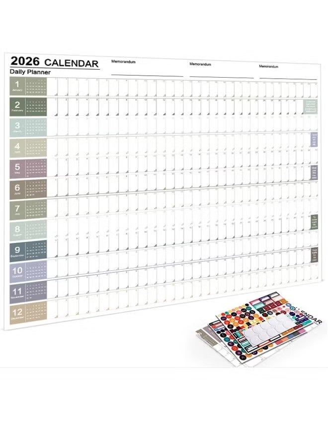 مخطط تقويم 2026، تقويم حائط معلق، جدول يومي سنوي، ملصق تقويم، قائمة مهام، مخطط سنوي للوازم المكتبية - Image 1